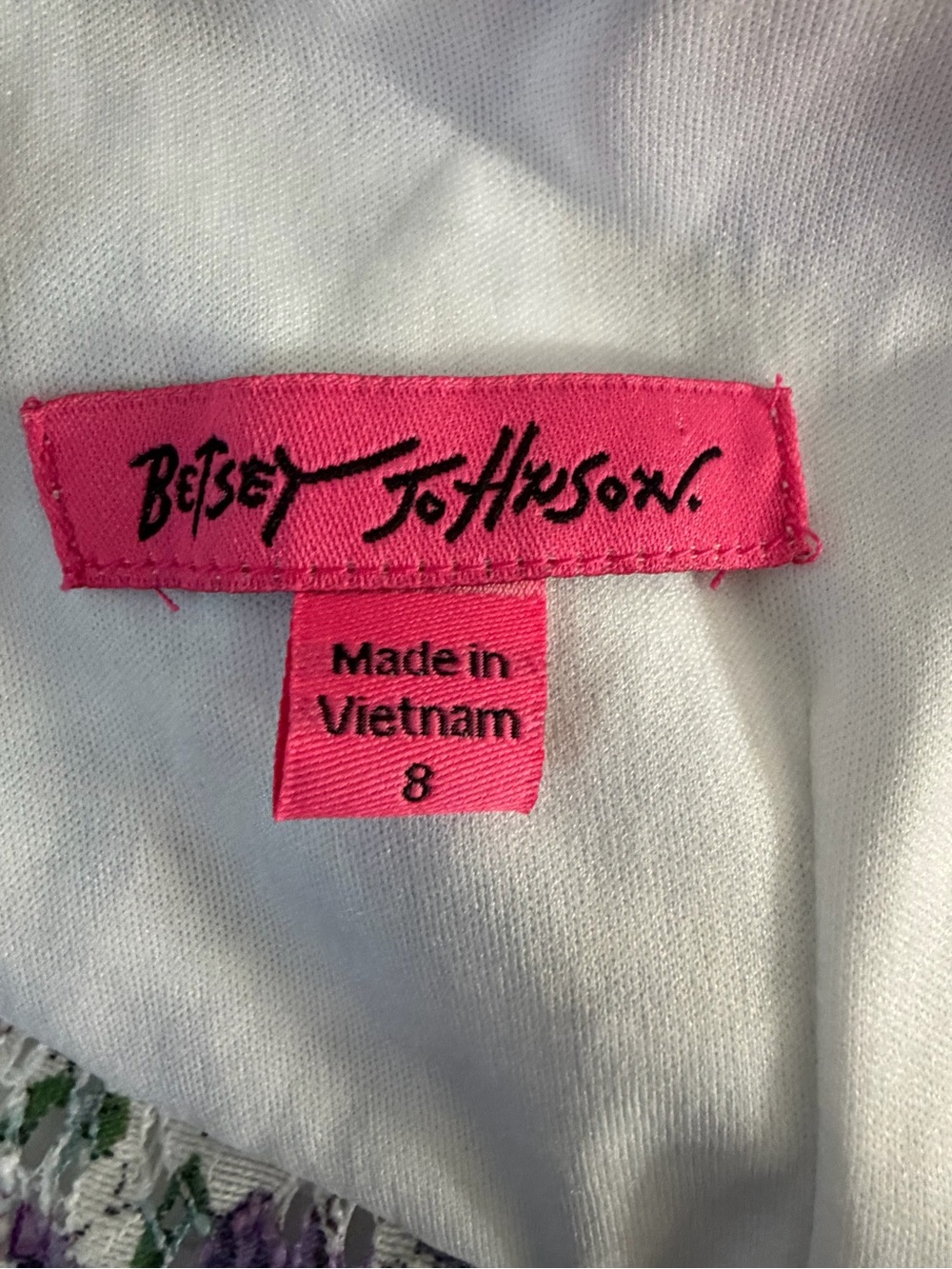 Betsey Johnson Floral Lace Fit & Flare Dress Cream Purple Blue Sleeveless Size 8 - Picture 7 of 8